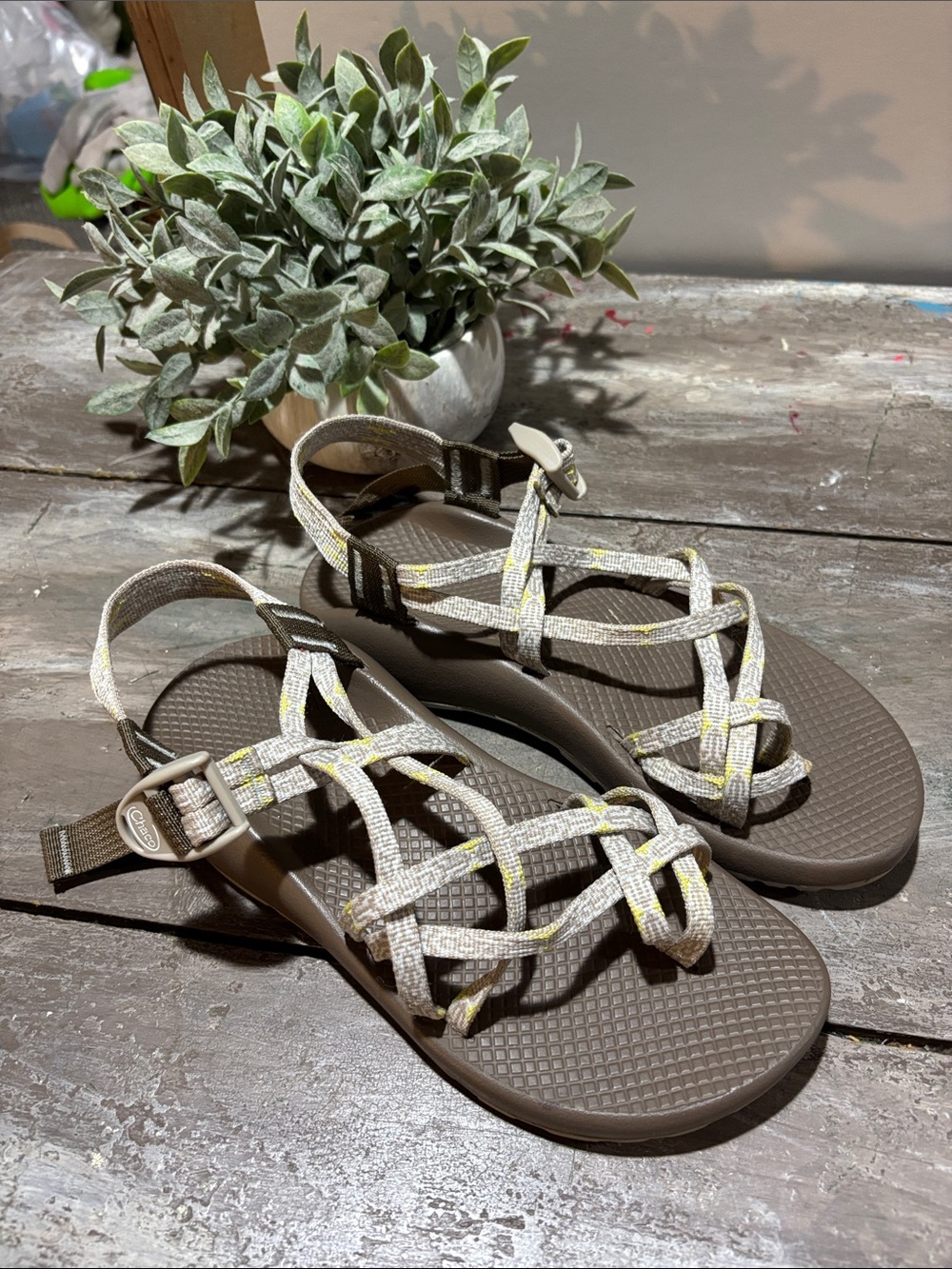 Chaco Women's Brown and Light Tan Strappy Sandals